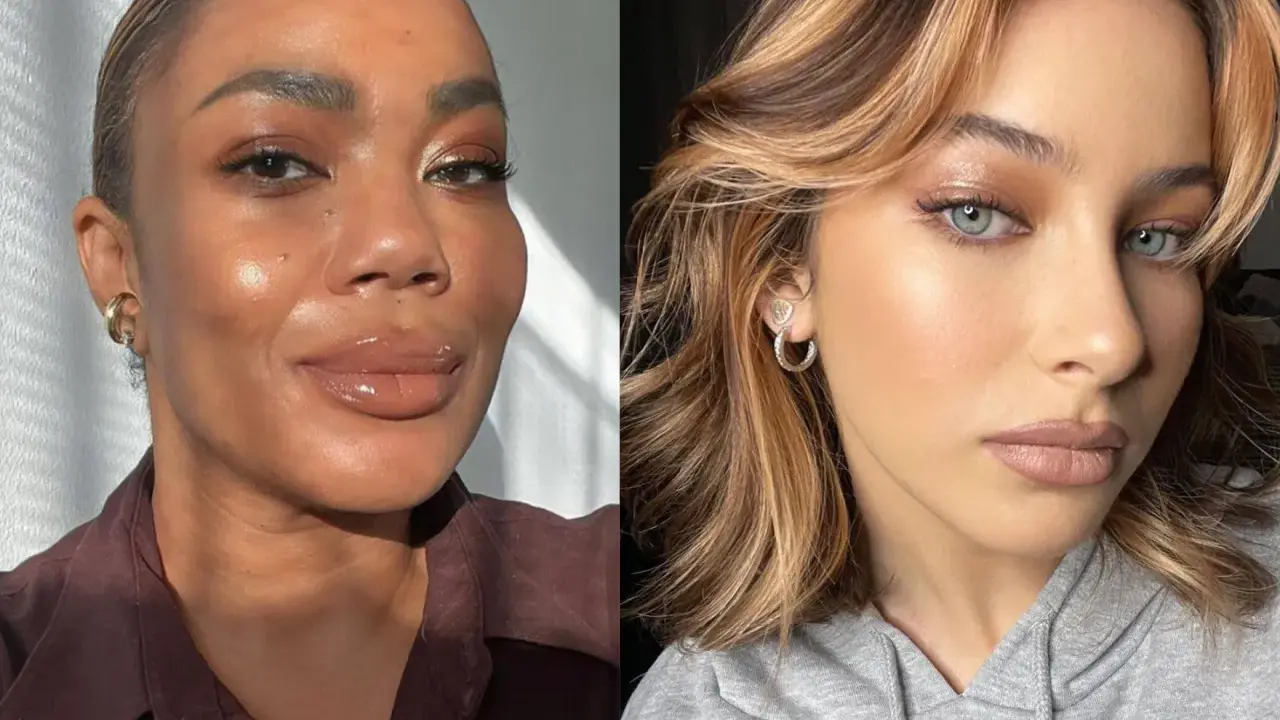 Due donne con un trucco effetto "latte make up" luminoso e naturale.