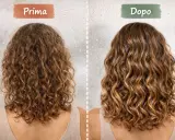 Capelli prima crespi e spenti, dopo definiti e luminosi. È possibile che i capelli da lisci diventano ricci con la giusta cura.