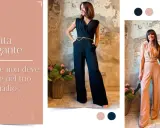 Tuta elegante donna nera, un capo essenziale per un look sofisticato. Due modelli, uno nero e uno beige, con cintura dorata.