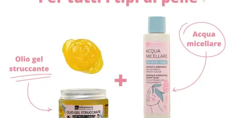 Scopri come si fa la doppia detersione con olio gel struccante e acqua micellare, per tutti i tipi di pelle.