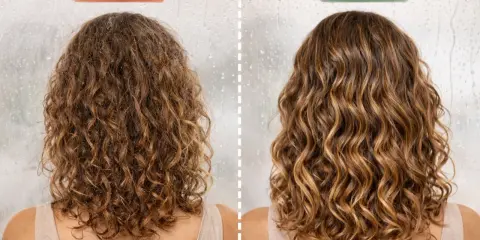 Capelli prima crespi e spenti, dopo definiti e luminosi. È possibile che i capelli da lisci diventano ricci con la giusta cura.