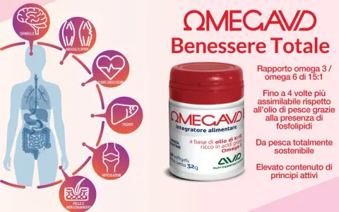 OmegaCavd: benessere totale per cervello, cuore, muscoli, fegato, articolazioni e pelle. Gli omega 3 benefici pelle sono essenziali.