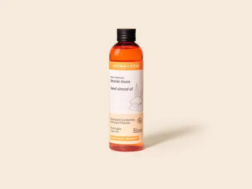 Flacone di olio di mandorle dolci Aroma-Zone, ideale per pelli fragili. Scopri i benefici dell'olio di mandorle per la tua pelle.