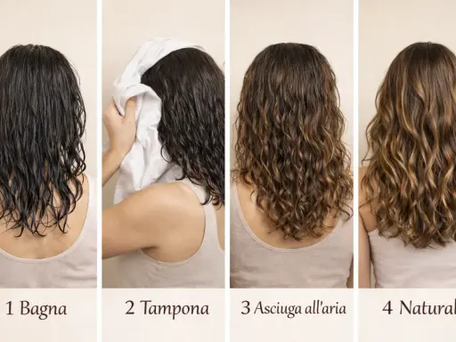 Passo dopo passo, da capelli bagnati a ricci definiti e capelli perfetti, con un look naturale.