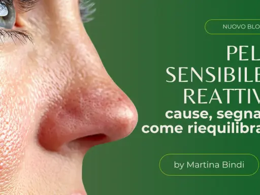 Primo piano del viso con evidente irritazione cutanea sulla guancia, che mostra rossore e sensibilità.