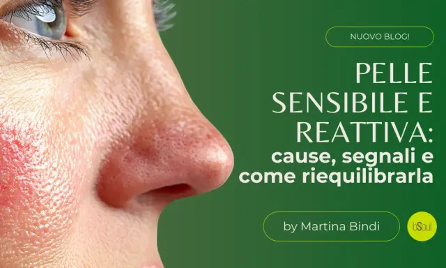 Primo piano del viso con evidente irritazione cutanea sulla guancia, che mostra rossore e sensibilità.