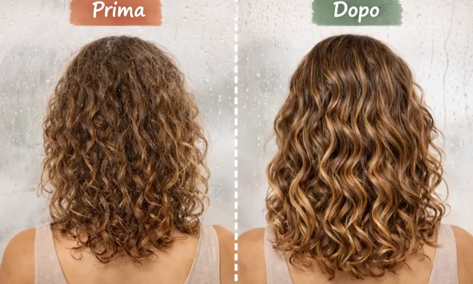 Capelli prima crespi e spenti, dopo definiti e luminosi. È possibile che i capelli da lisci diventano ricci con la giusta cura.